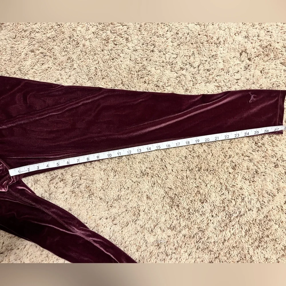 Victorias Secret PINK dark mauve crushed Velvet Velour Logo Leggings size M - Picture 2 of 6